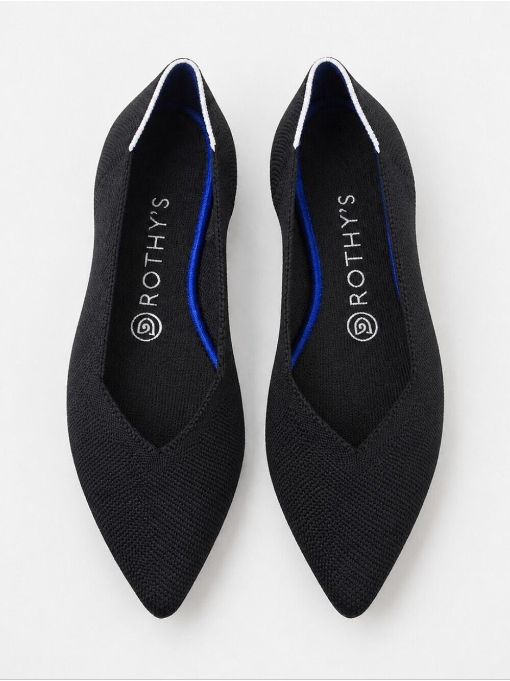 Rothy's Black White Halo The Point Ballet Flat Shoes Size 7.5
